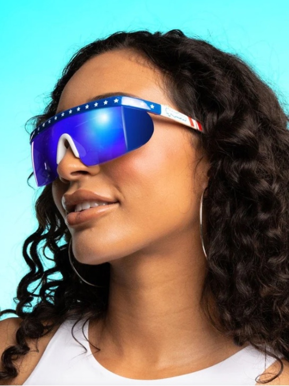 Tipsy Elves USA Shield Sunglasses 🇺🇸 Blue Mirror UV400 NEW